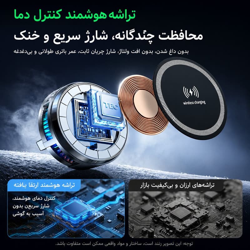 پایه نگهدارنده و شارژر بی سیم گوشی موبایل مدل خنک کننده فن دار - Image 6